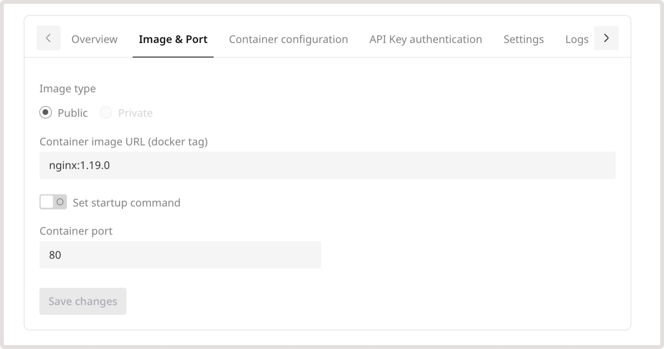 Image & port tab