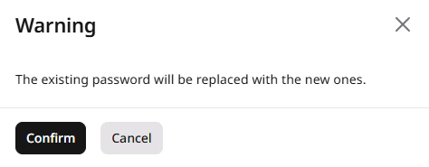 Reset password confirmation dialog
