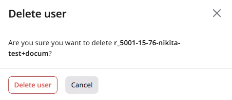 Delete user confirmation dialog