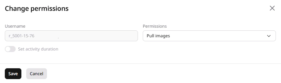 Change permissions dialog