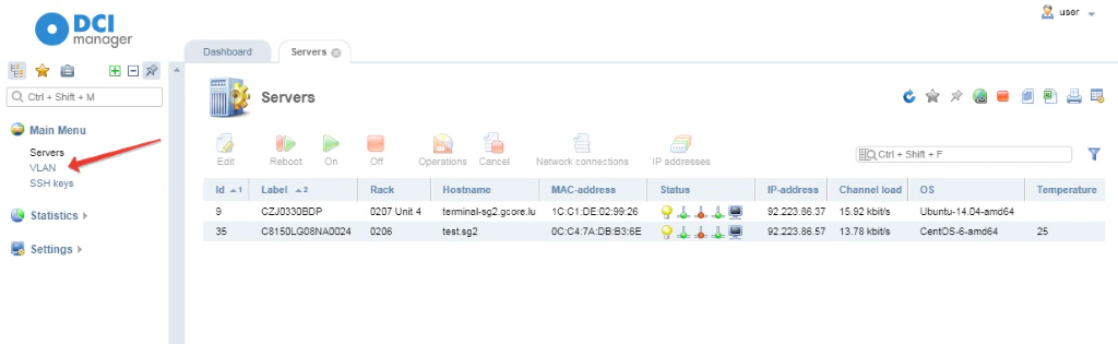 VLAN section.