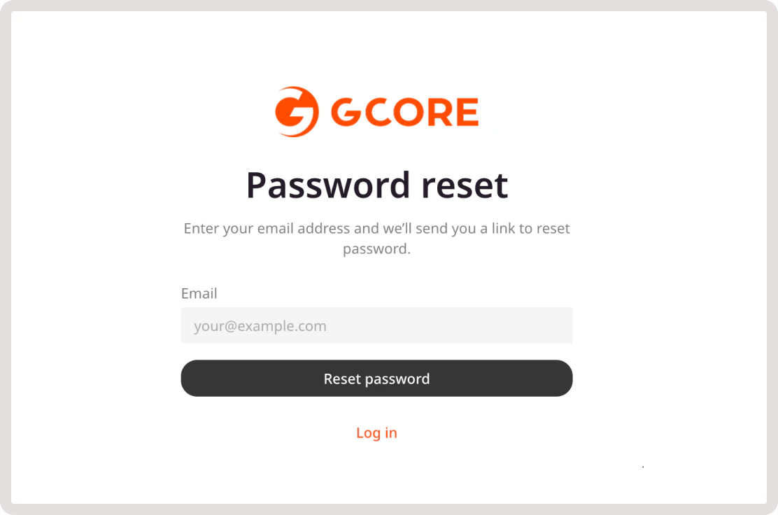 Password reset page