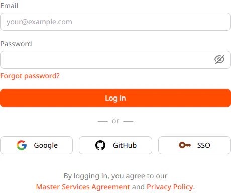 Log in page