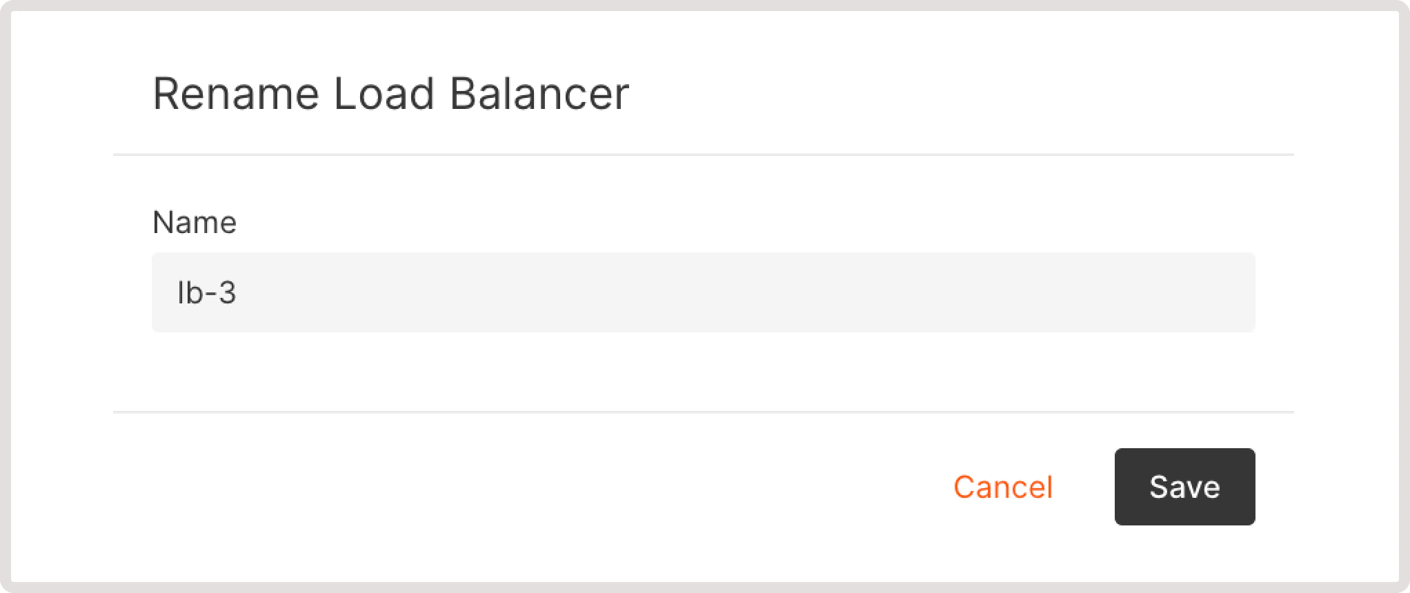 Rename dialog in the Load Balancer settings