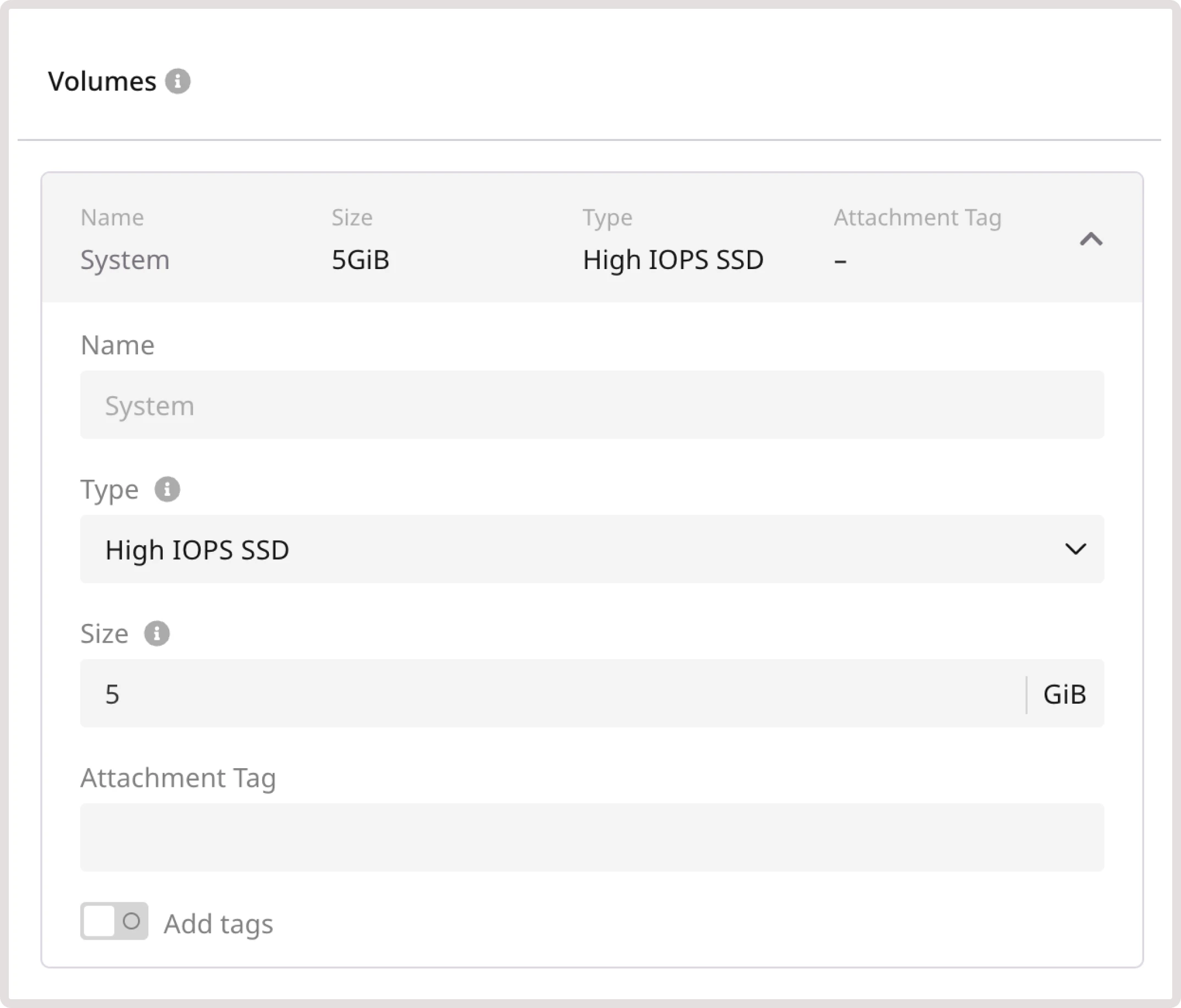 Configure Volumes