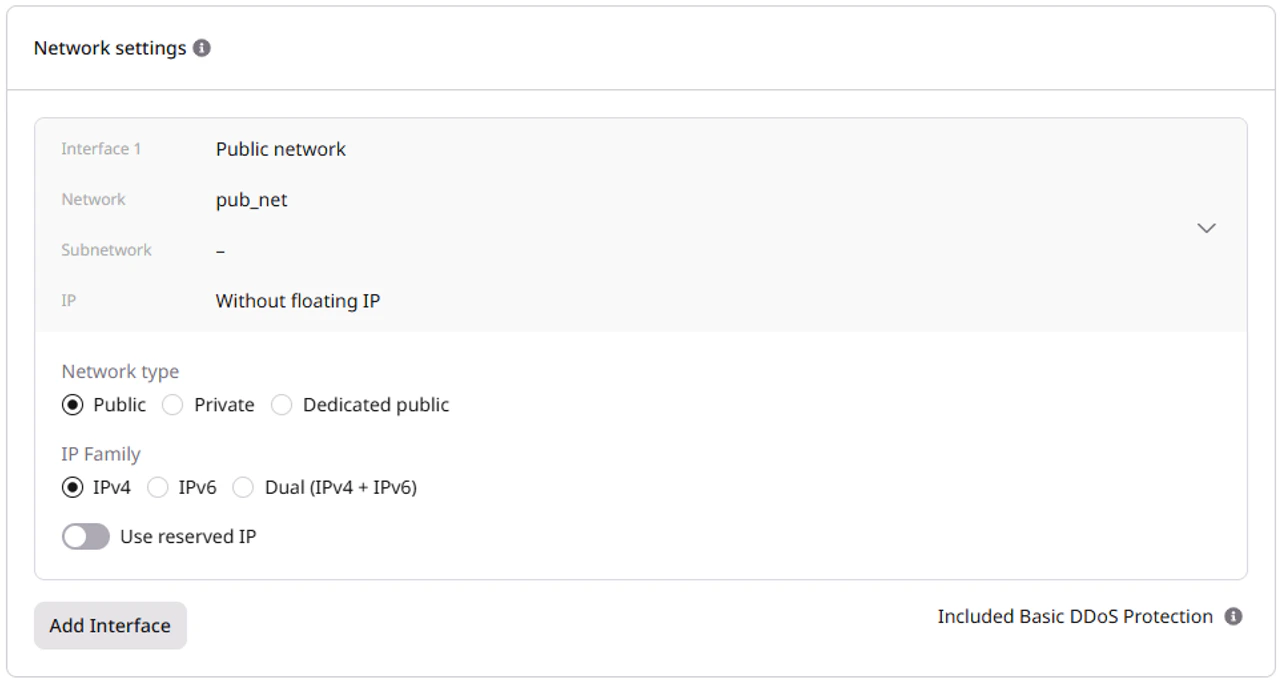 Network settings