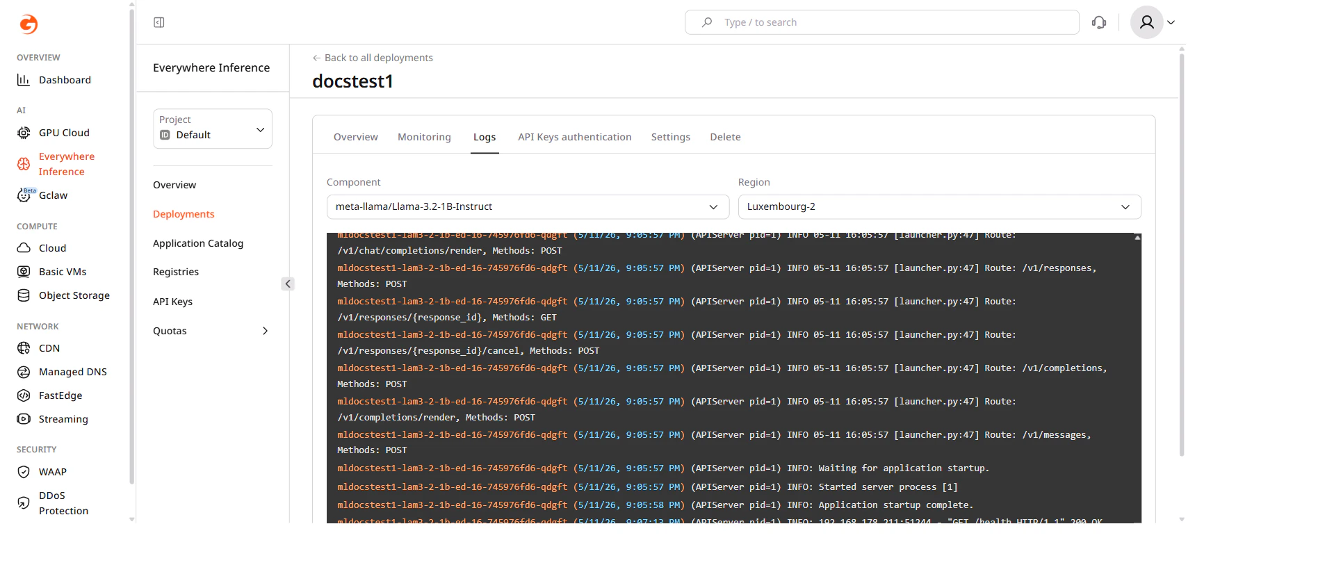 Logs tab overview