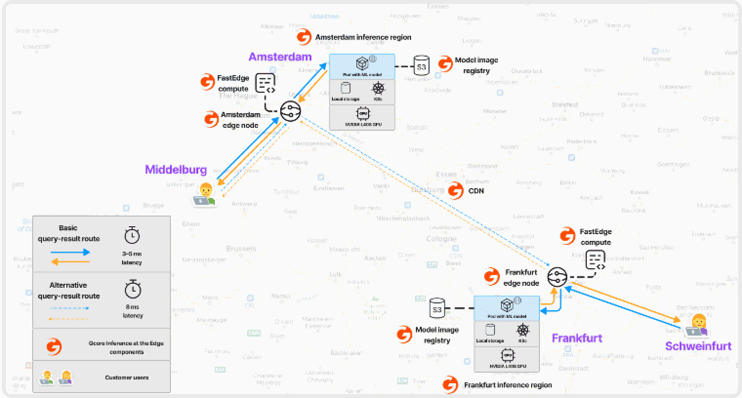 Healthchecks redirects traffic to the next-closest edge node if the closest node is unavailable