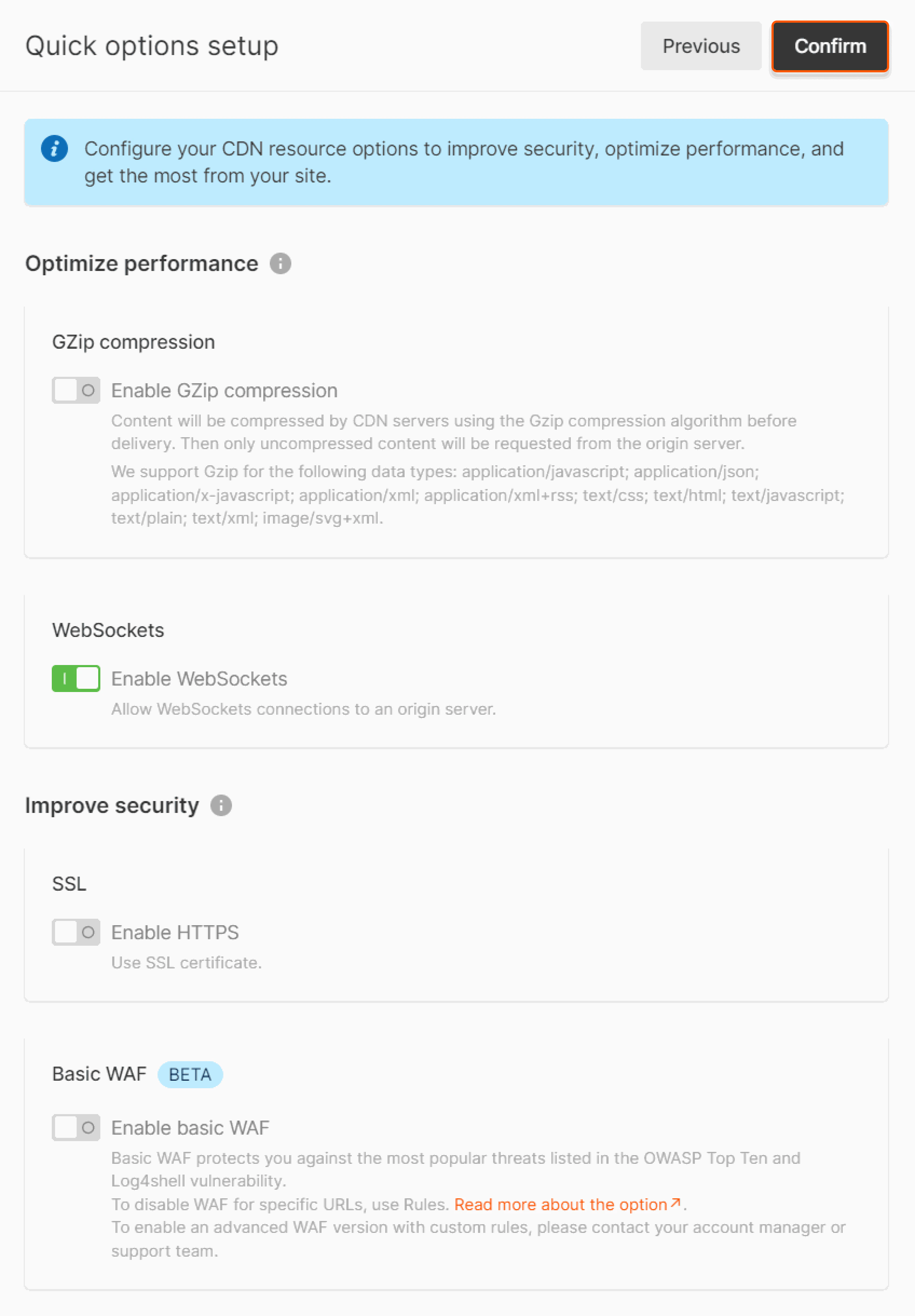 Setup additional options