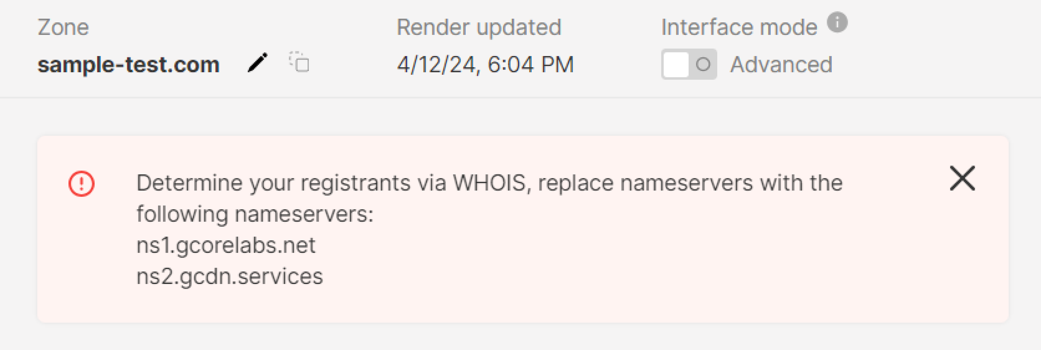 The change nameservers notification