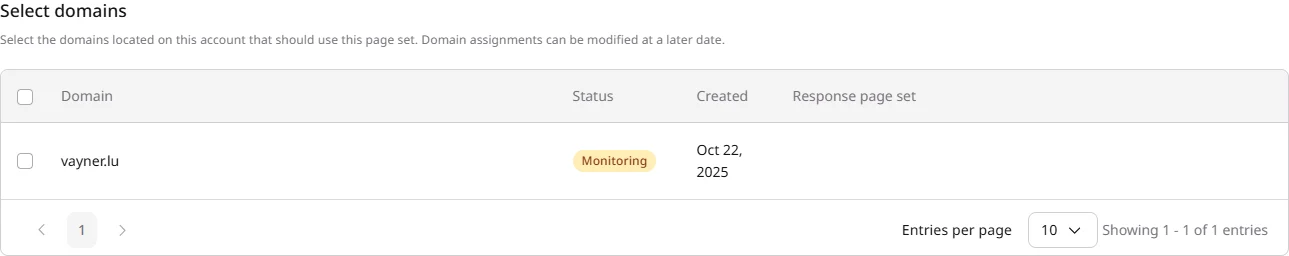 Add domains to a page set on the account level