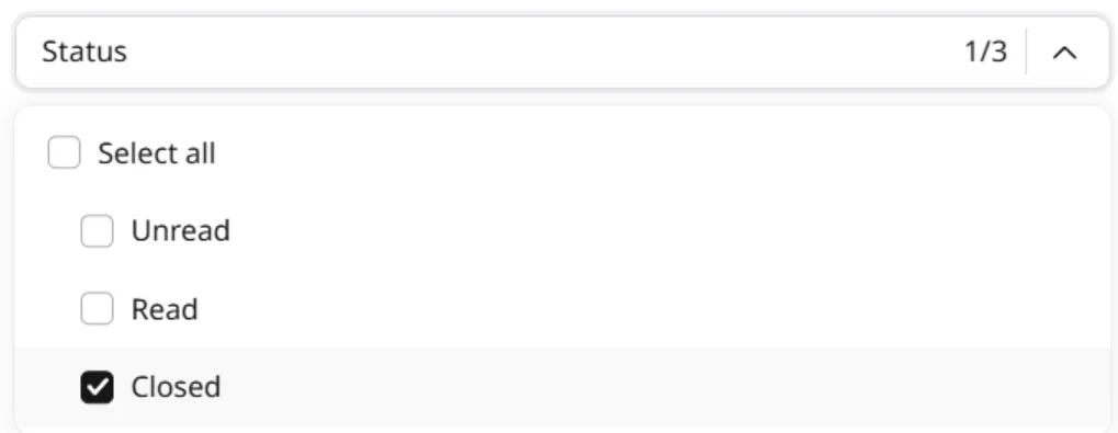 Filter the insights with the Status dropdown
