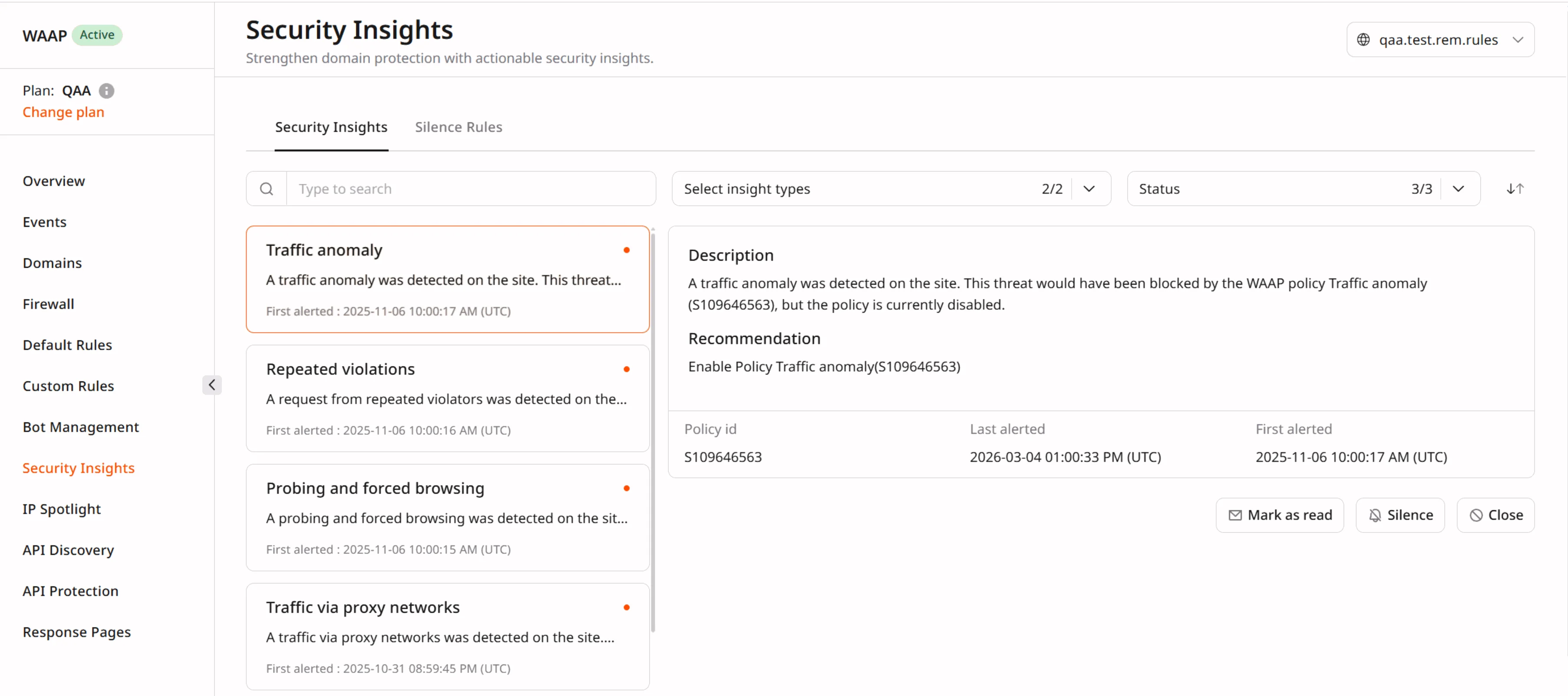 Security Insights page