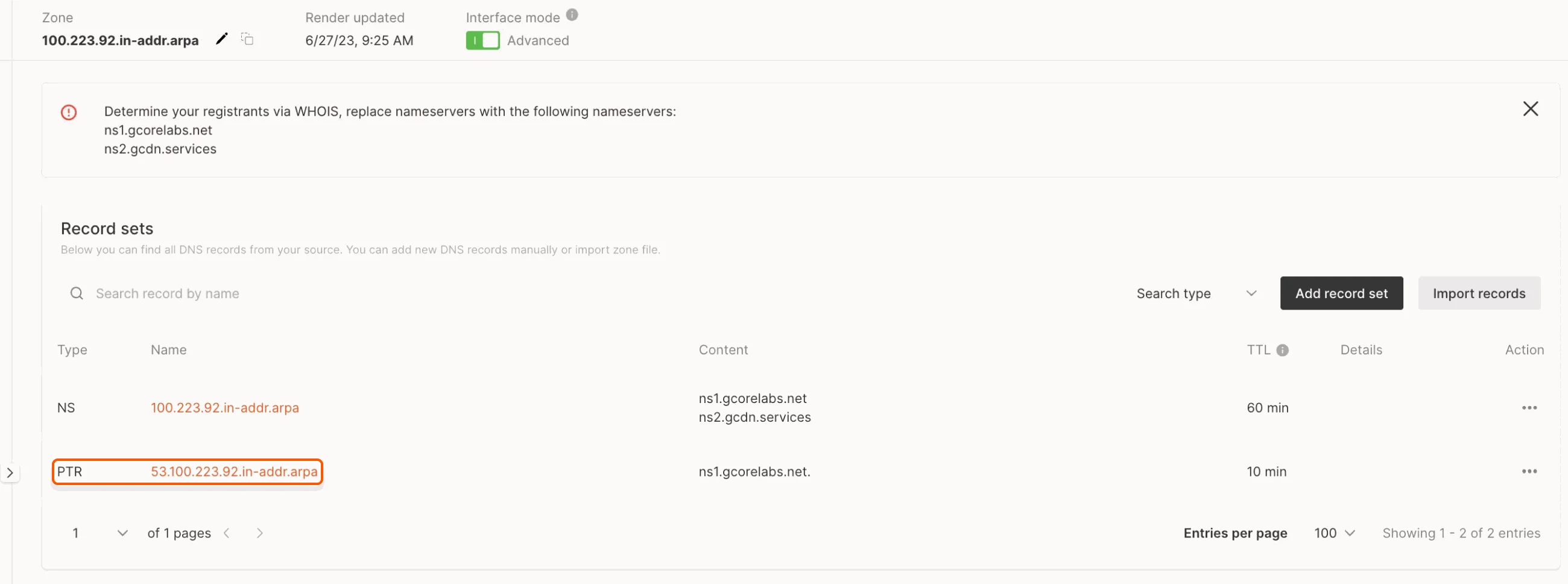 Configure reverse DNS zone and PTR record