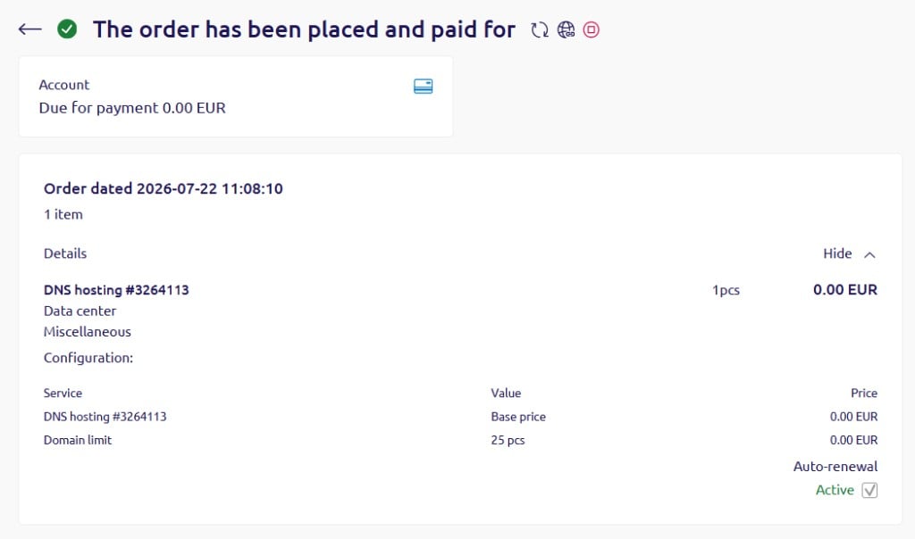 Order confirmation