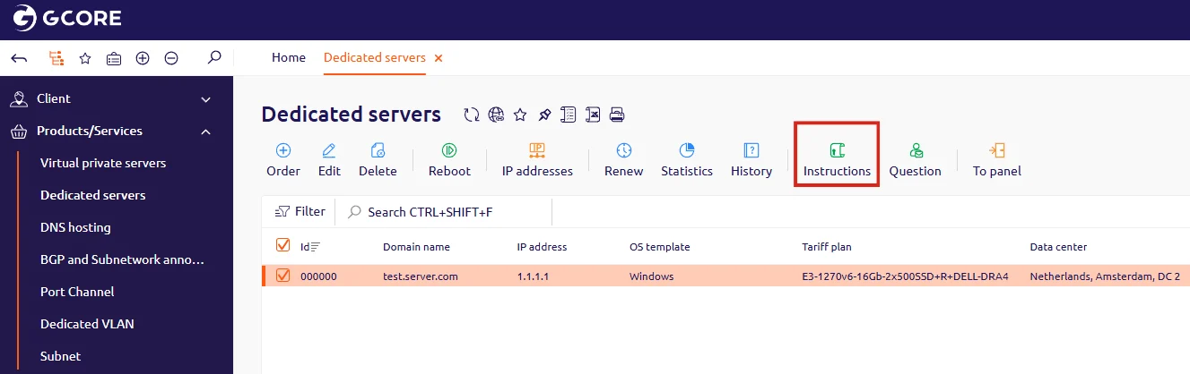 Connect to a Windows server