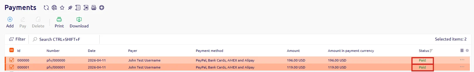 Payments