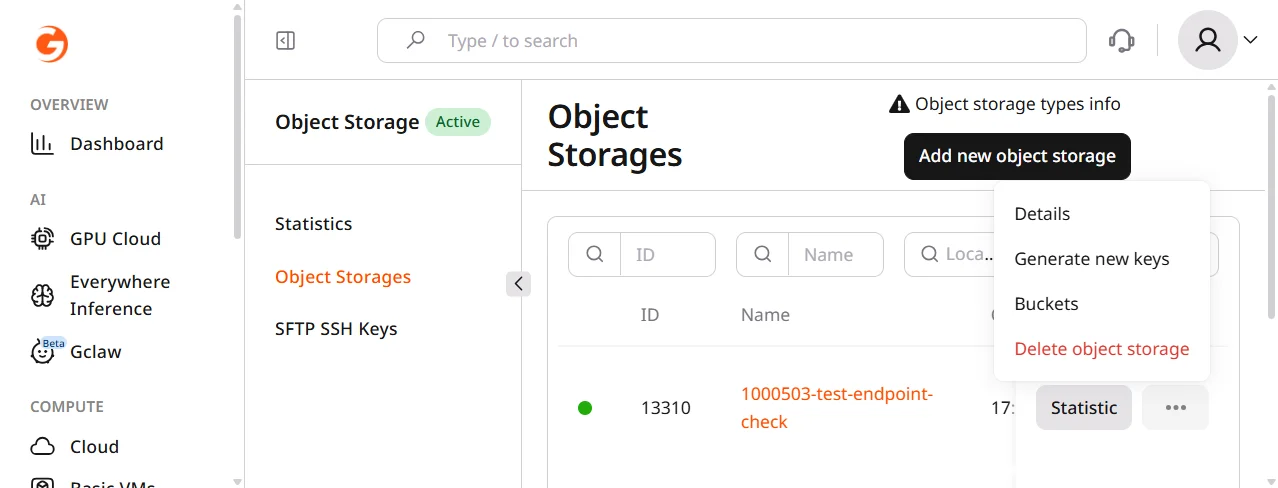 Delete storage