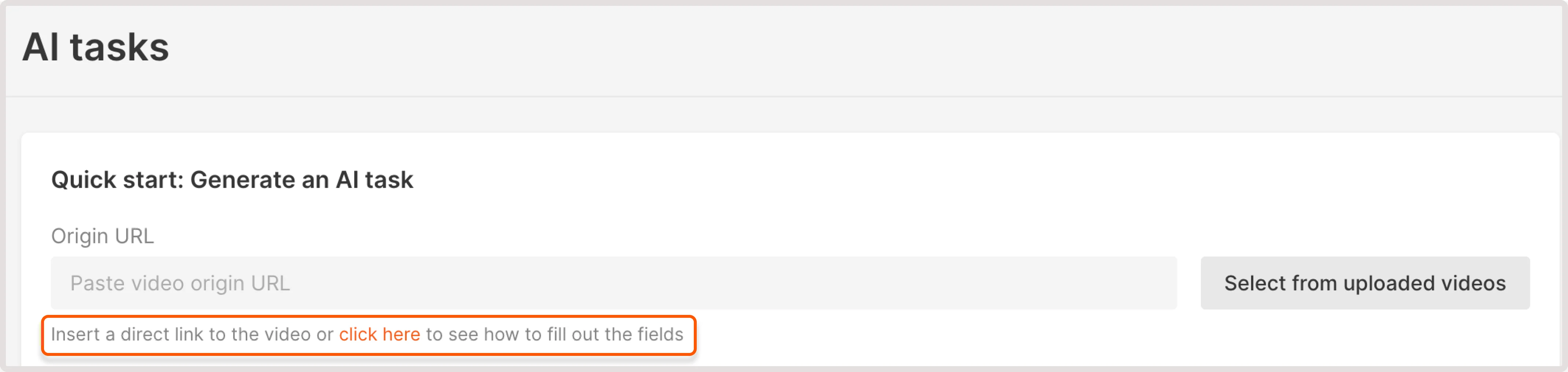 Example of the origin URL