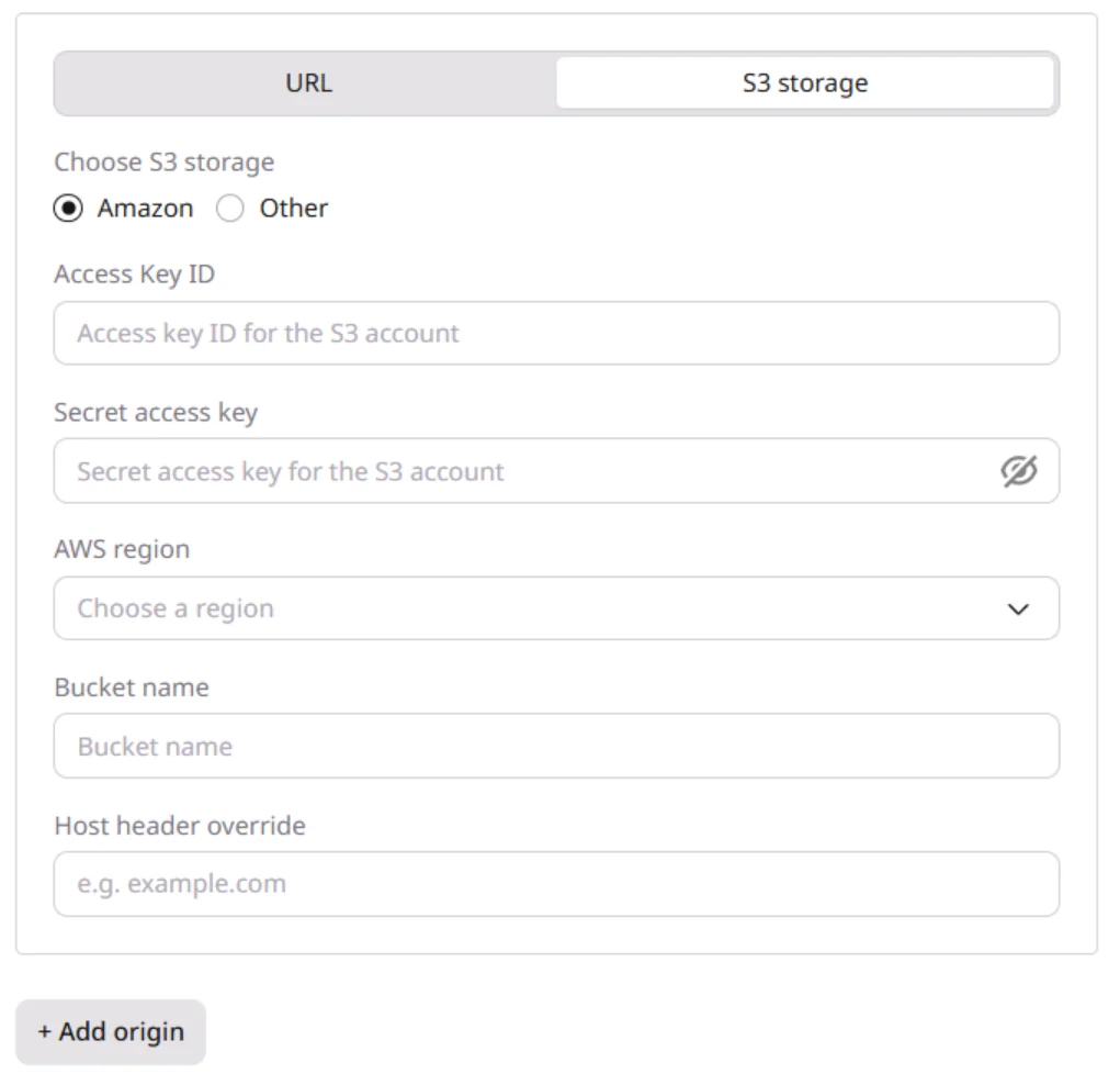 Amazon S3 authentication for a new origin