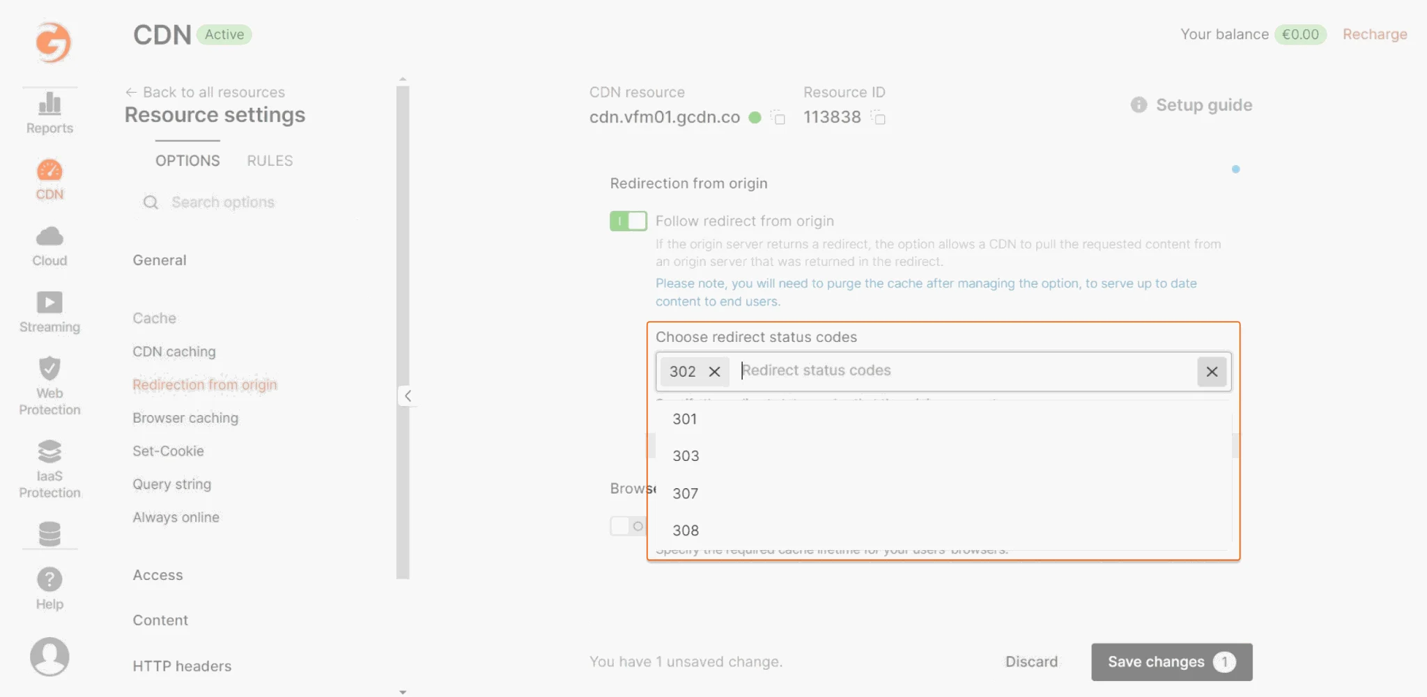 Redirect status codes