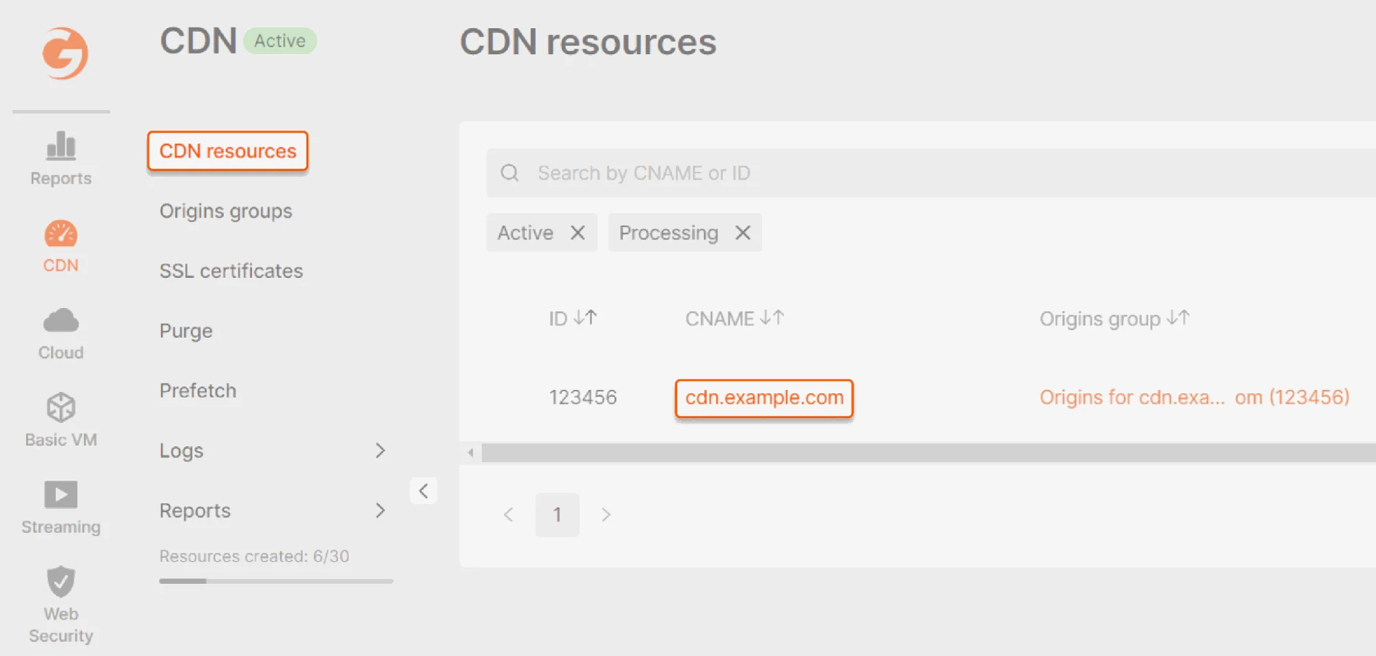CDN resources tab from where you can open settings