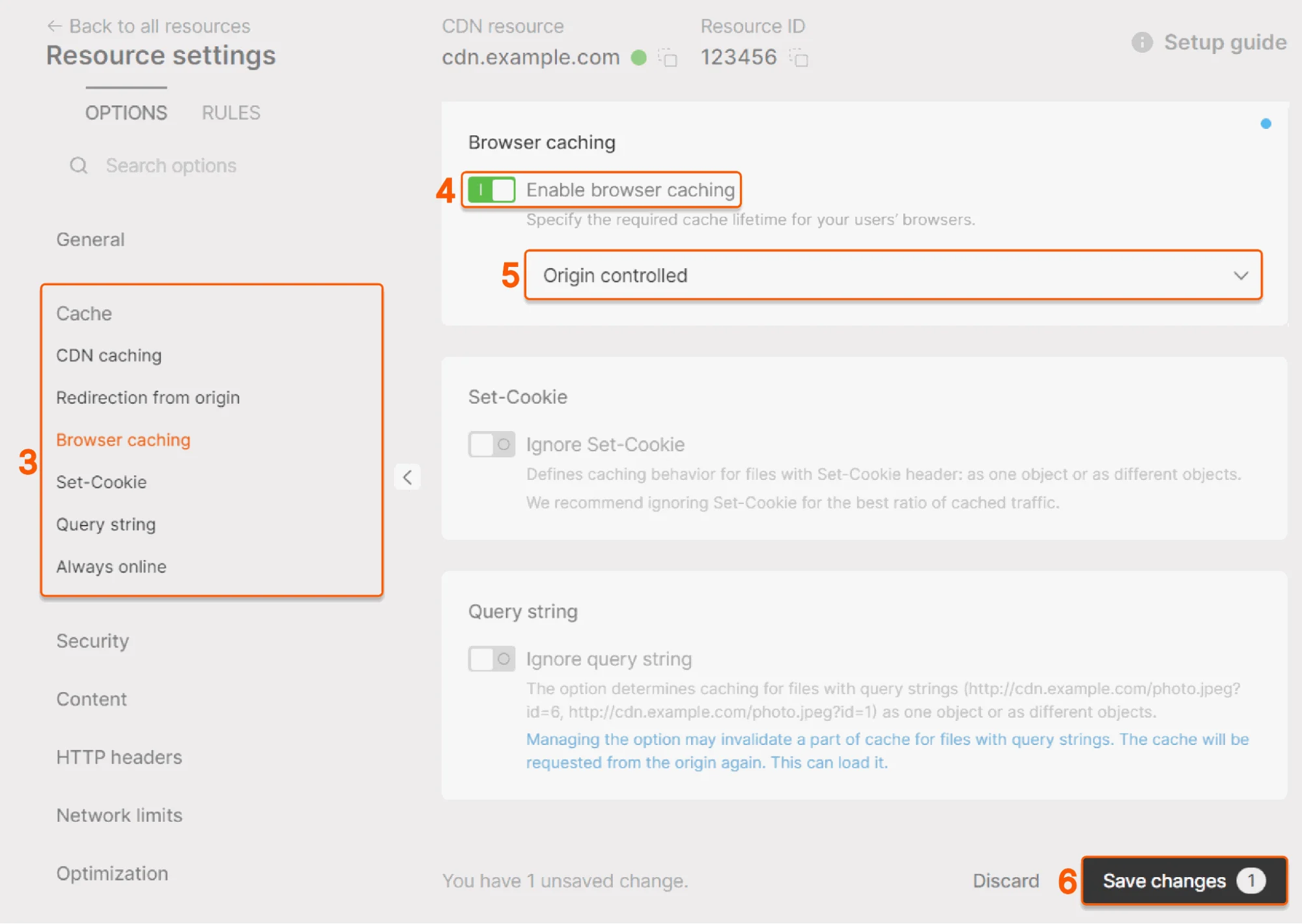 Configure Browser Caching Option
