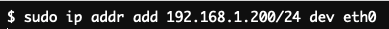 Terminal showing ip addr add command example