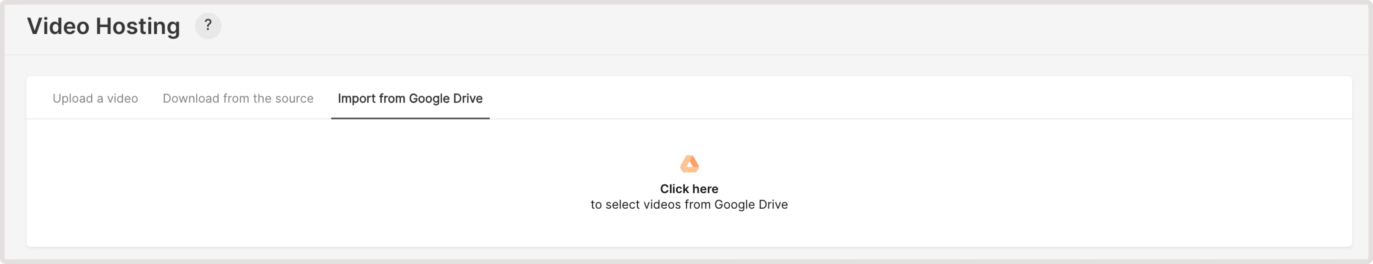 Video Hosting tab