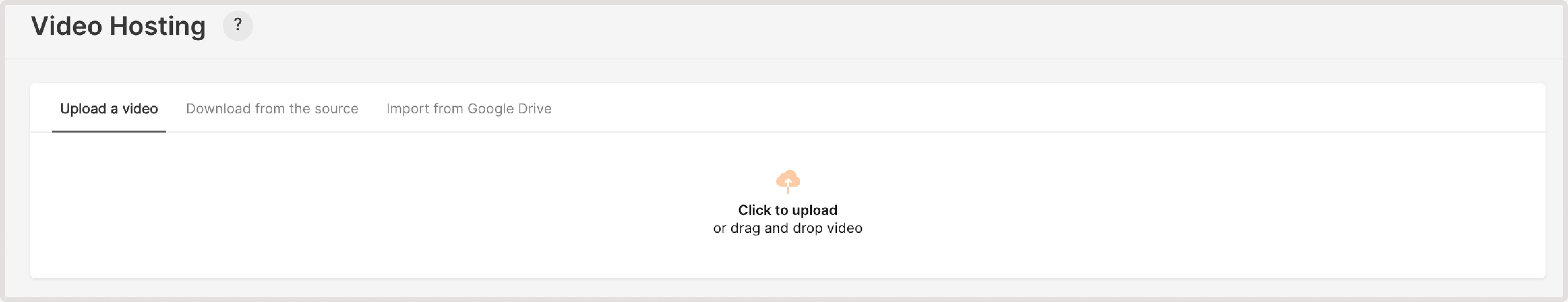 Video Hosting tab