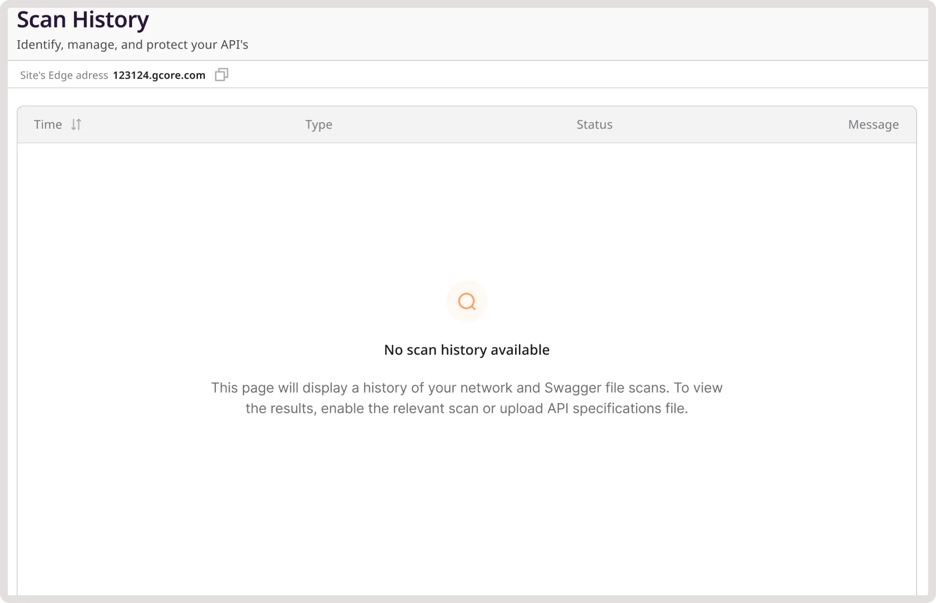 Scan History page in the Customer Portal