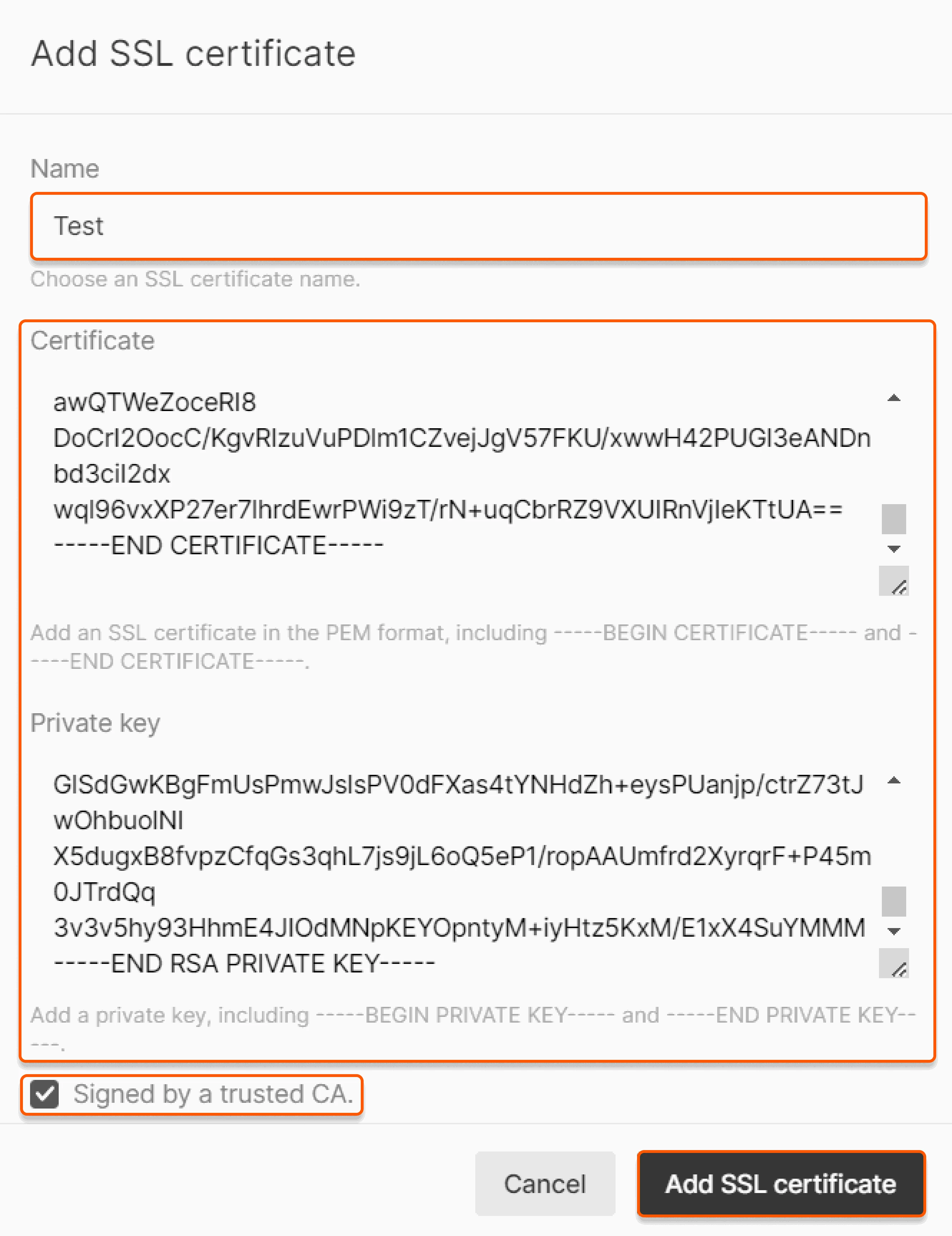 Add SSL certificate