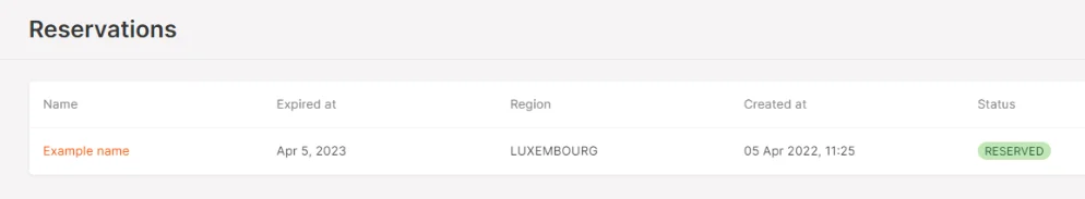Reservation status