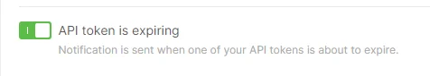 API token expiration notifications