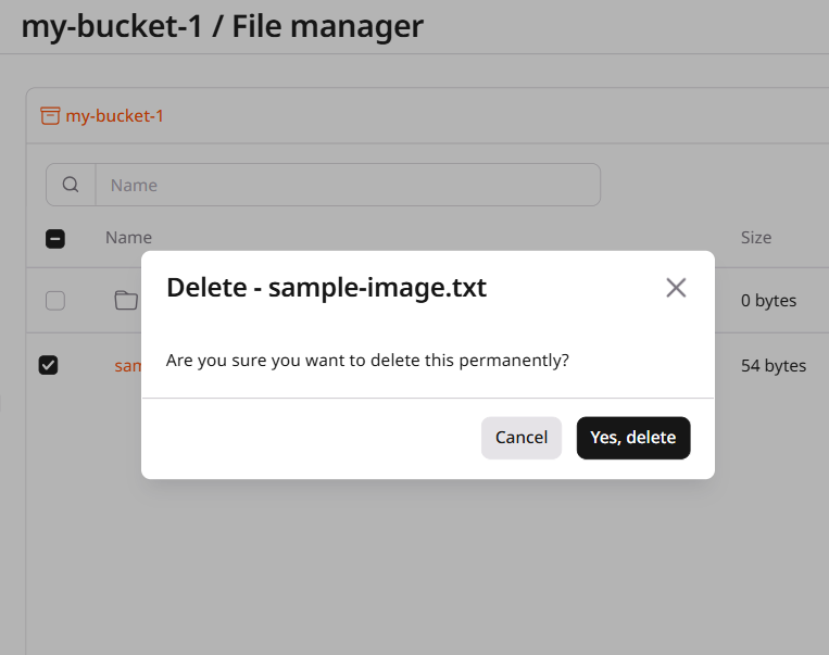 Delete confirmation dialog