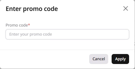 Enter promo code dialog
