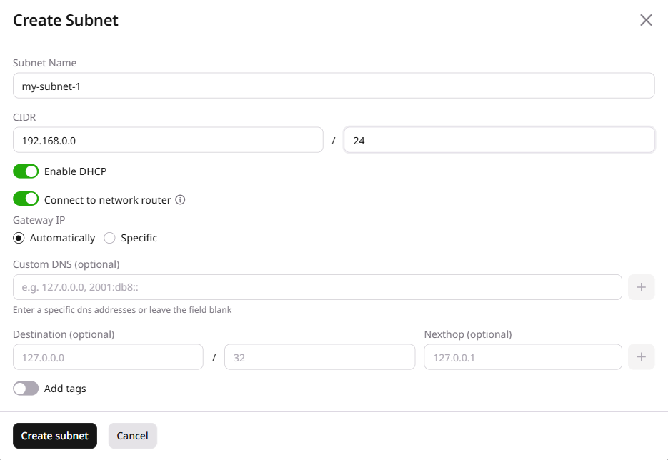 Network configuration example