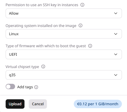Upload an Image form with the Upload button