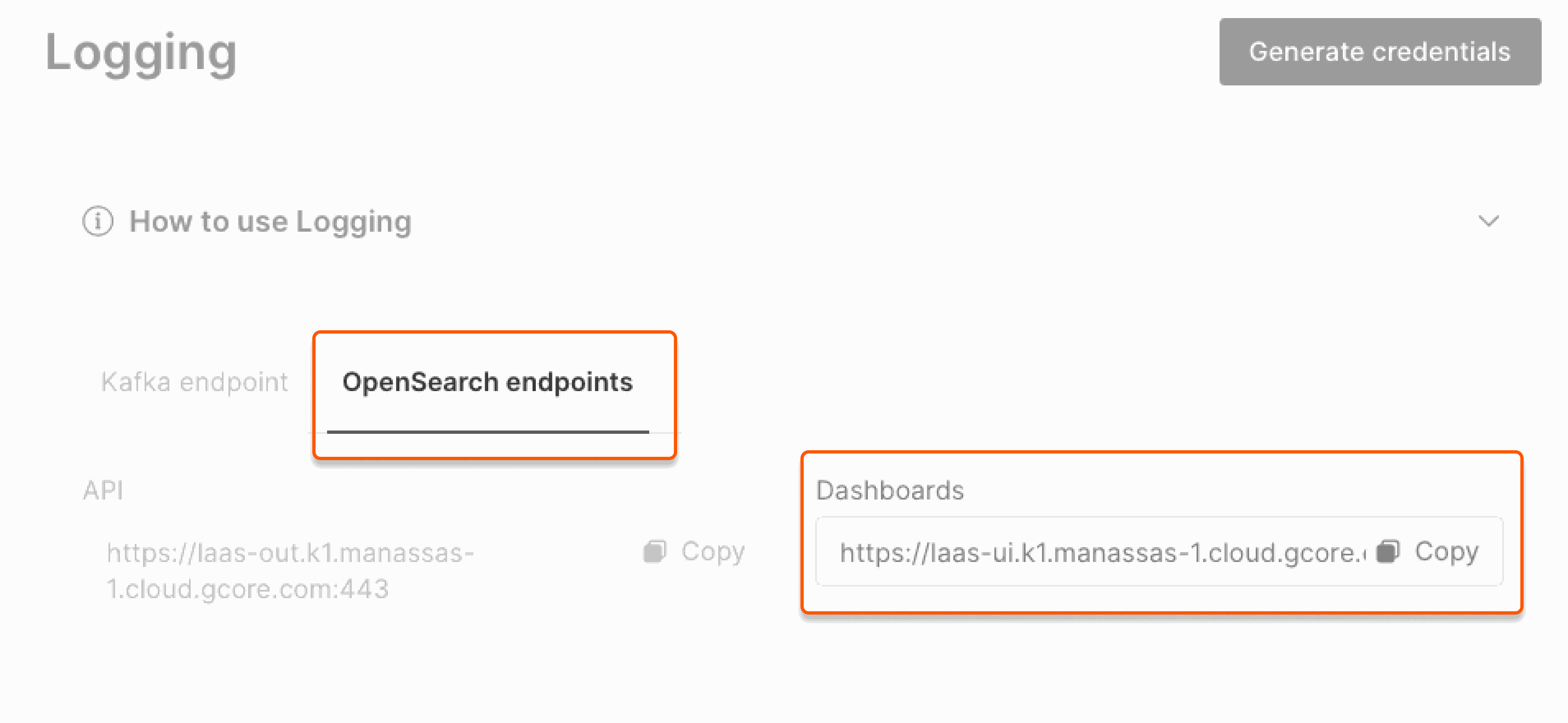 Logging page