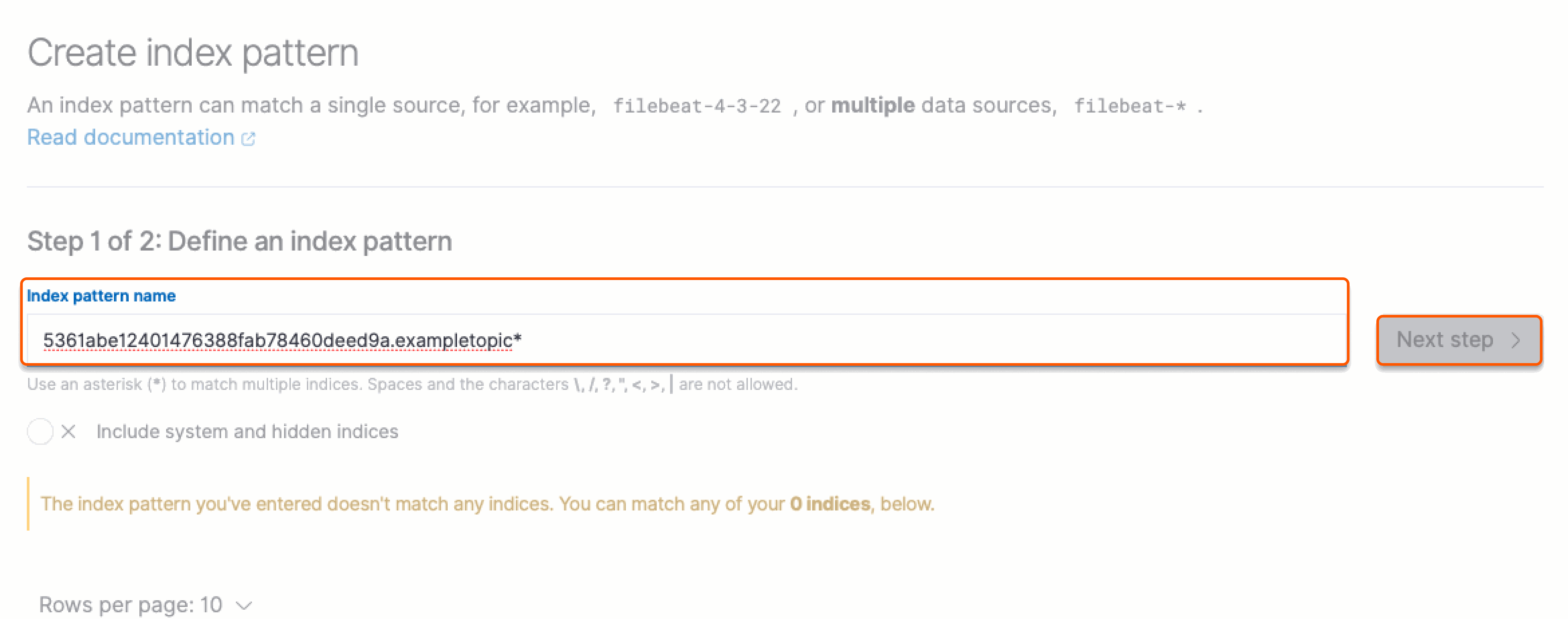 Create an index pattern