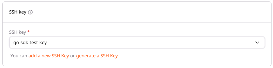 SSH key section with key dropdown selector