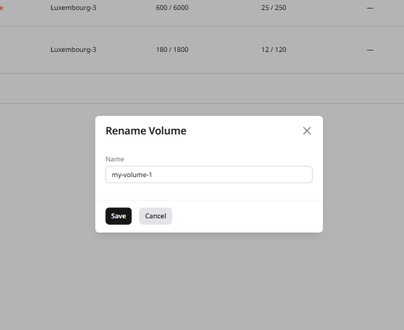 Rename volume dialog
