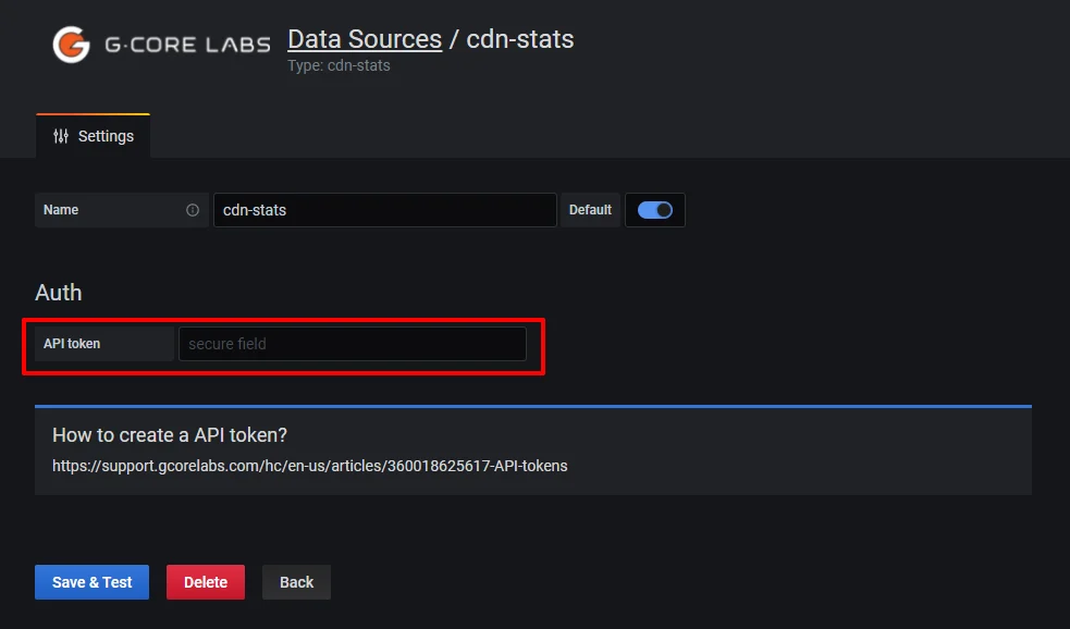 Insert the received API token