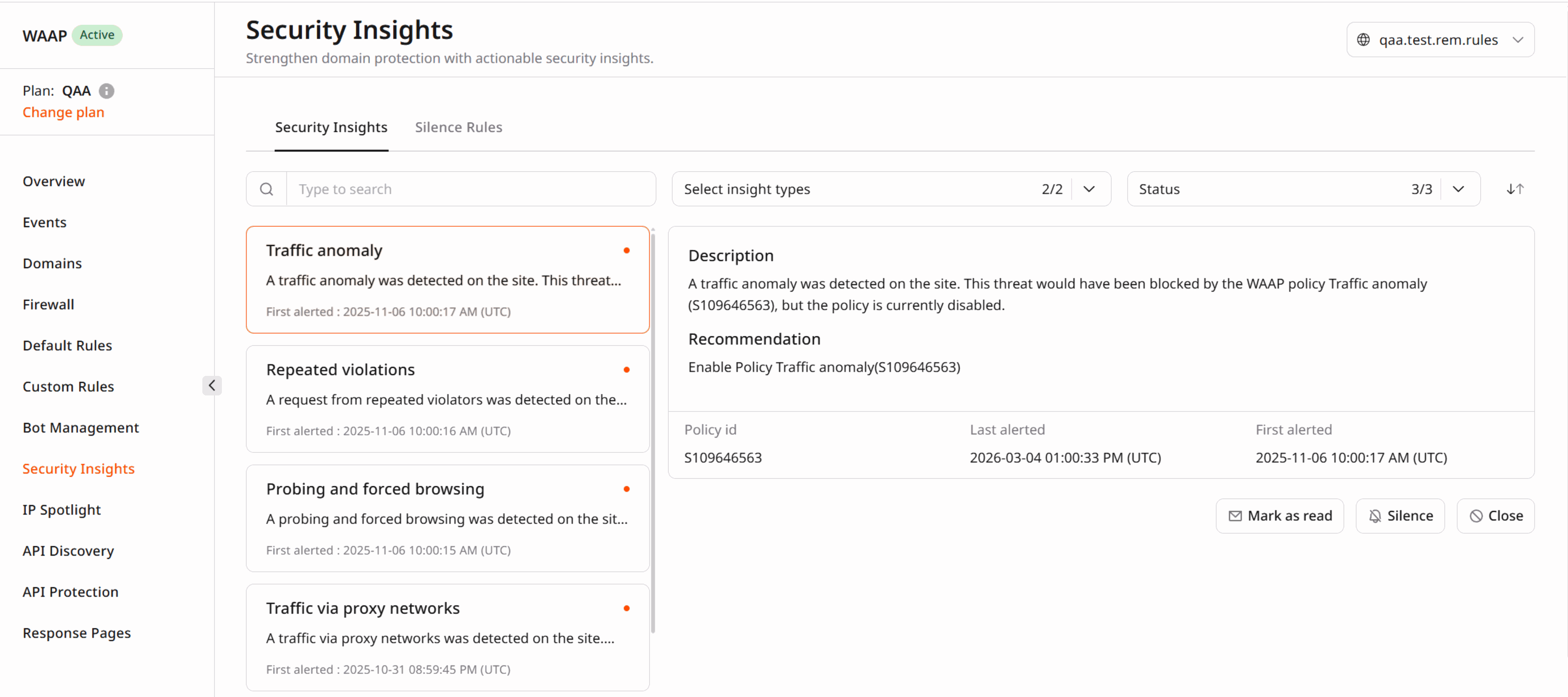 Security Insights page