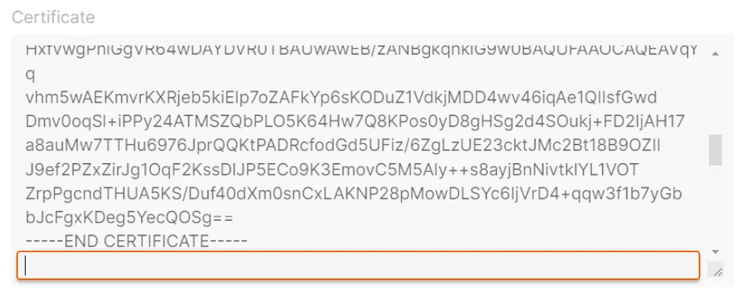new line at the end of the certificate chain
