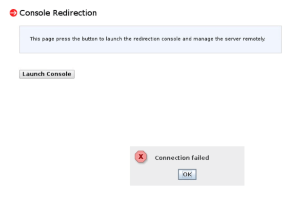 Connection failed error in the IPMI remote console