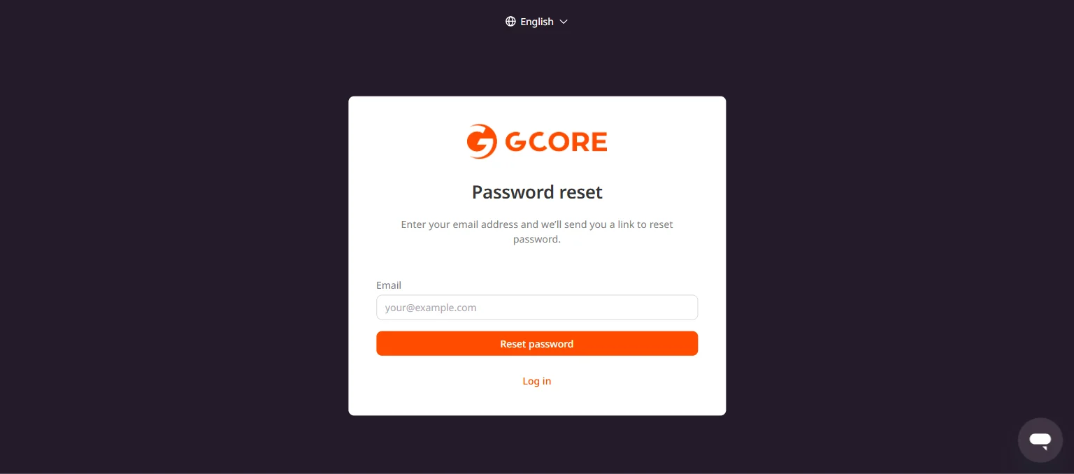 Password reset page with email field and Reset password button