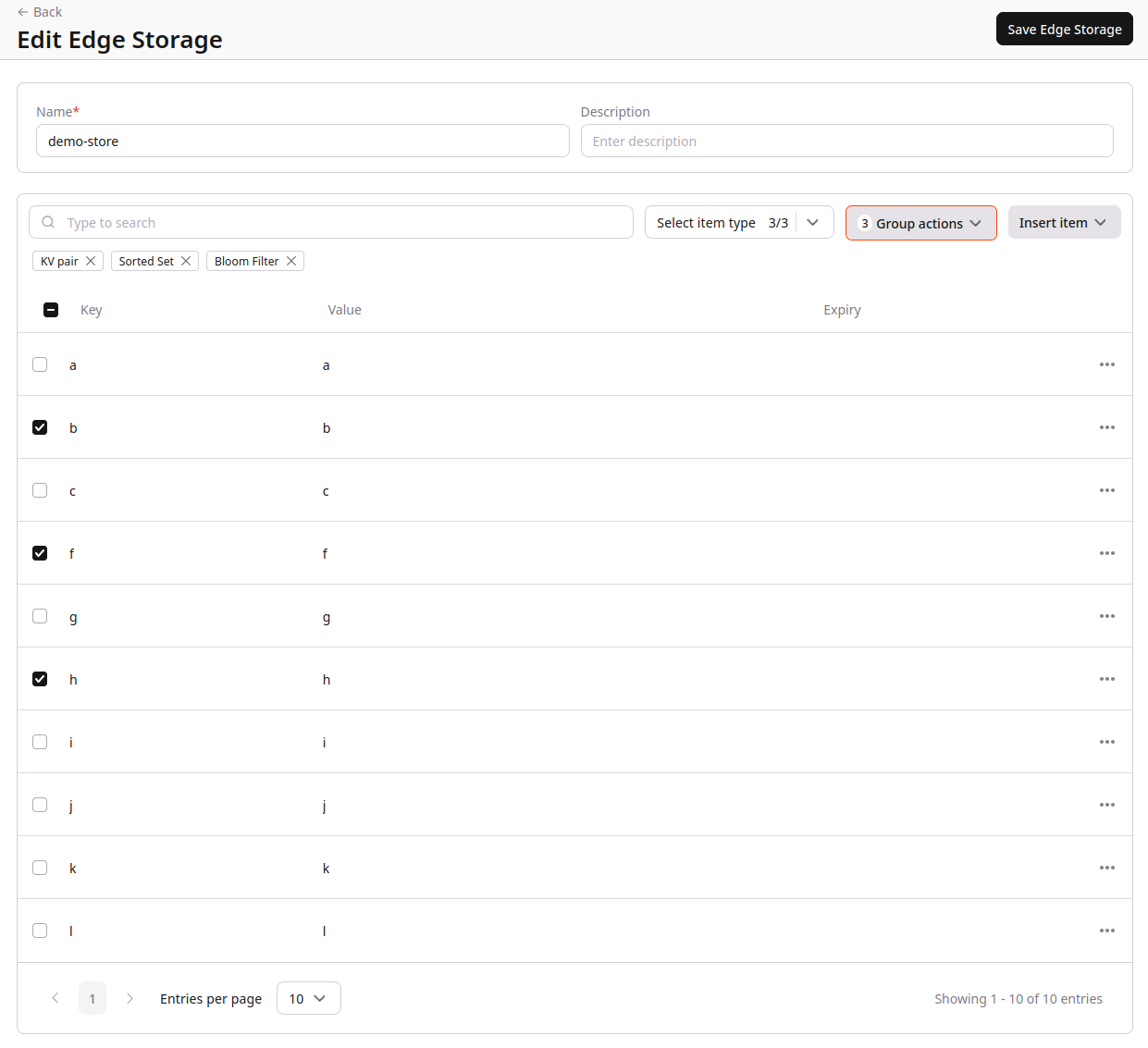 Pairs selected with checkboxes and Group actions menu open