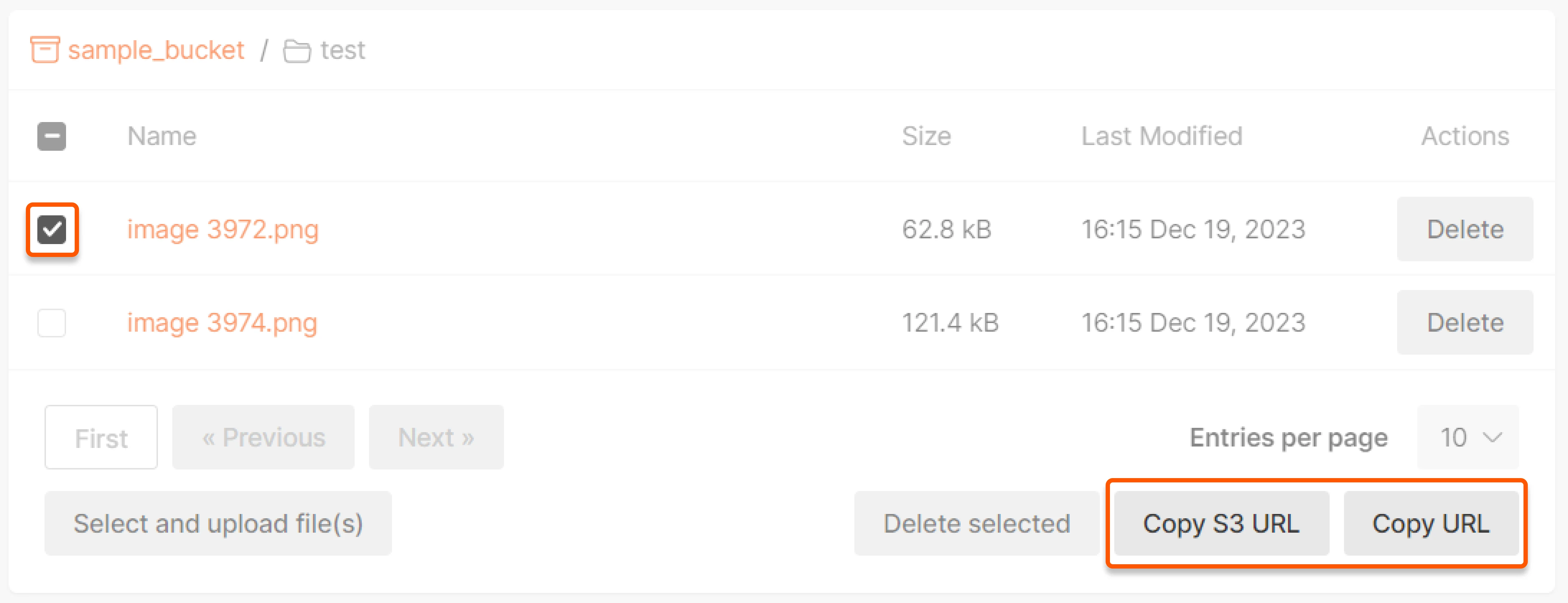 Copy S3 URL and Copy URL