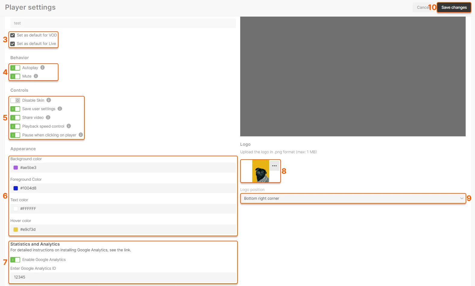 The configuration page